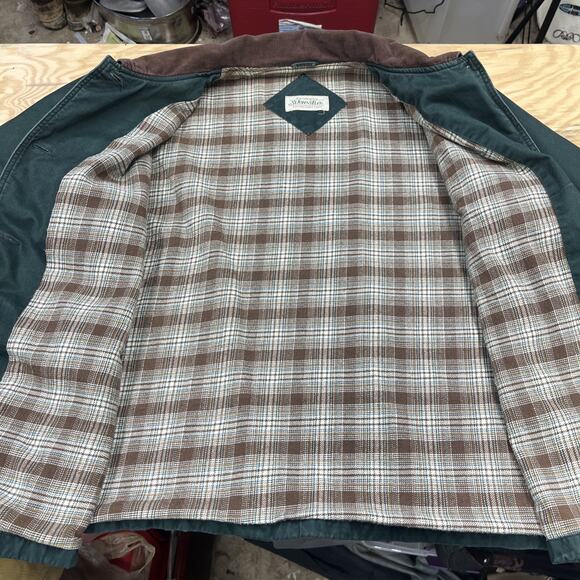 Vtg St. John's Bay Flannel Lined Corduroy Trim Chore Barn Jacket Green Size 3X - Picture 5 of 16